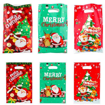 30 Pcs Xmas Happy Birthday Gift Plastic Tote Bags with handles, Perfect for Christmas Birthdays Goodies Toy Candy for Kids Girls & Boys Christmas Bag Party Birthday Supplie