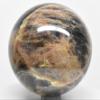2.5" 365g Black Orange Moonstone Carved Sphere Polished Natural Sparkling Collectible Feldspar Gemstone Crystal Mineral Ball - Madagascar + Stand view 2