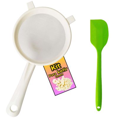 Zenir Plastic Kefir Strainer Kit + Silicone Spoon | Kit for Easy Home Preparation | Strainer for Milk and Water Kefir 12 cm Diameter