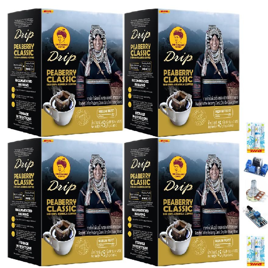 45 Grams Intense Good Shape Snack Much Mellow Delicious Doi Chaang Peaberry Coffee Drip Classic (of 4) By Thaigiftshop [Get Free Tomato Facial Mask]