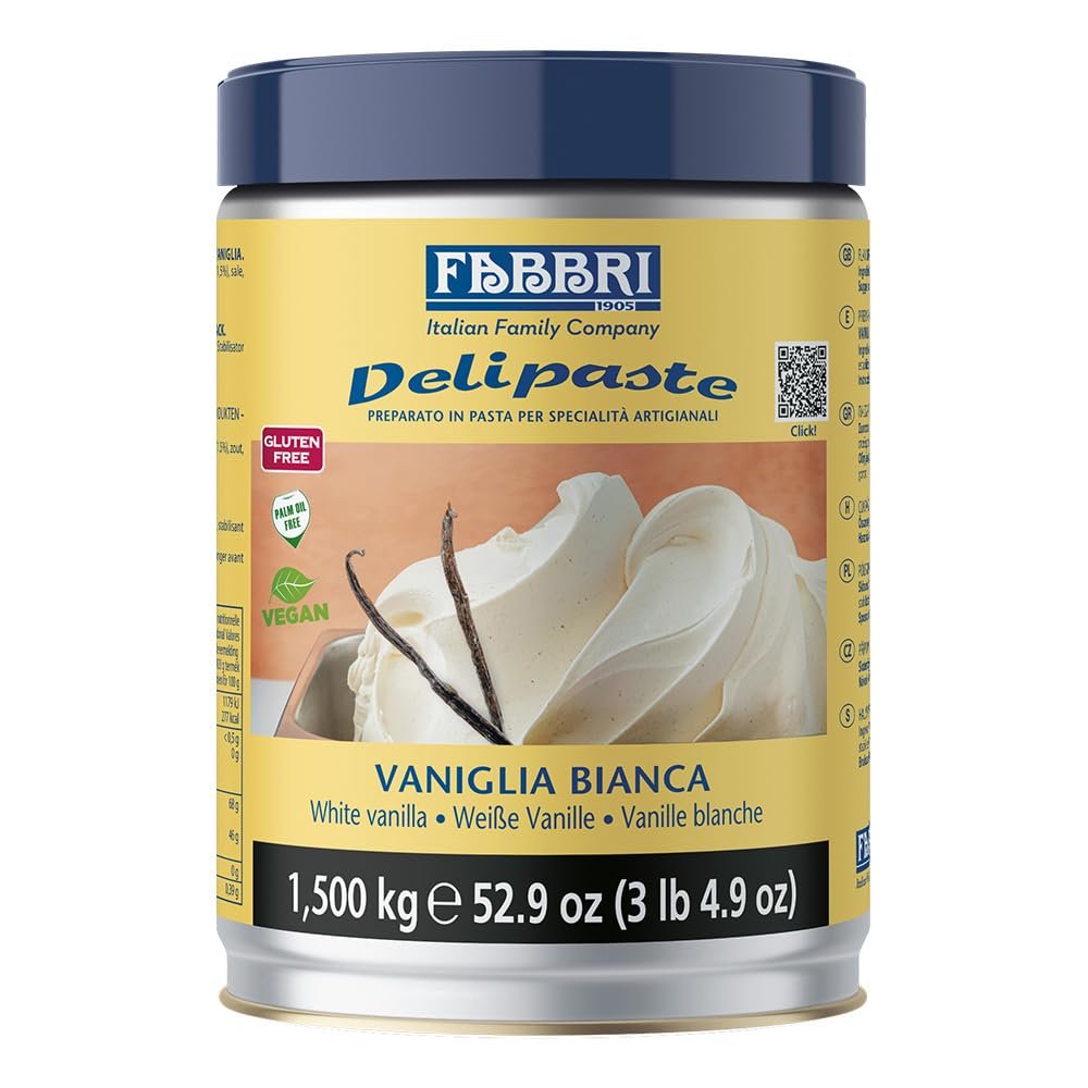 Fabbri Delipaste White Vanilla, Flavoring Compound for Gelato, Ice Cream, Soft Serve, Pastry and Confectionary - 1 Tin of 3.3 lb