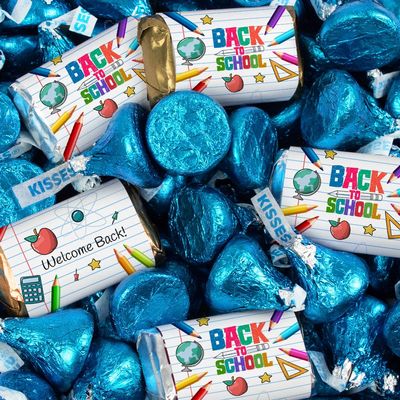 124 Pcs Back to School Candy Classroom Supplies Chocolate By Just Candy (1.52 lbs) - Blue