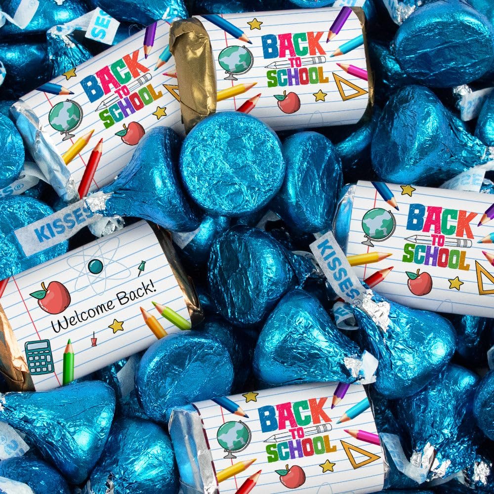 124 Pcs Back to School Candy Classroom Supplies Chocolate By Just Candy (1.52 lbs) - Blue