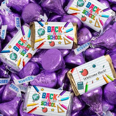 124 Pcs Back to School Candy Classroom Supplies Chocolate By Just Candy (1.52 lbs) - Purple