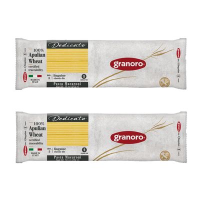 Granoro Dedicato Linguine #3 - Authentic Italian Pasta, Made from 100% Puglia Durum Wheat Semolina, Non-GMO, Vegan, 1 lb Bags (Pack of 2)