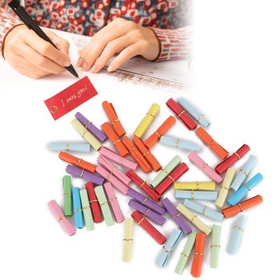 Tyenaza 100pcs Portable Wish Letter Paper Roll Loves Message Letter Paper Accessory Set, Gift for Partners, Parents, Friends(2.5 x 6cm)