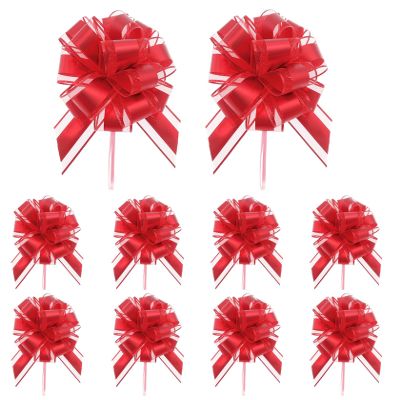 10pcs 6in Pull Bows for Gift Wrapping Pre-Made Satin & Organza Ribbon Bows, Valentine Christmas Decor, Gift Basket Bow