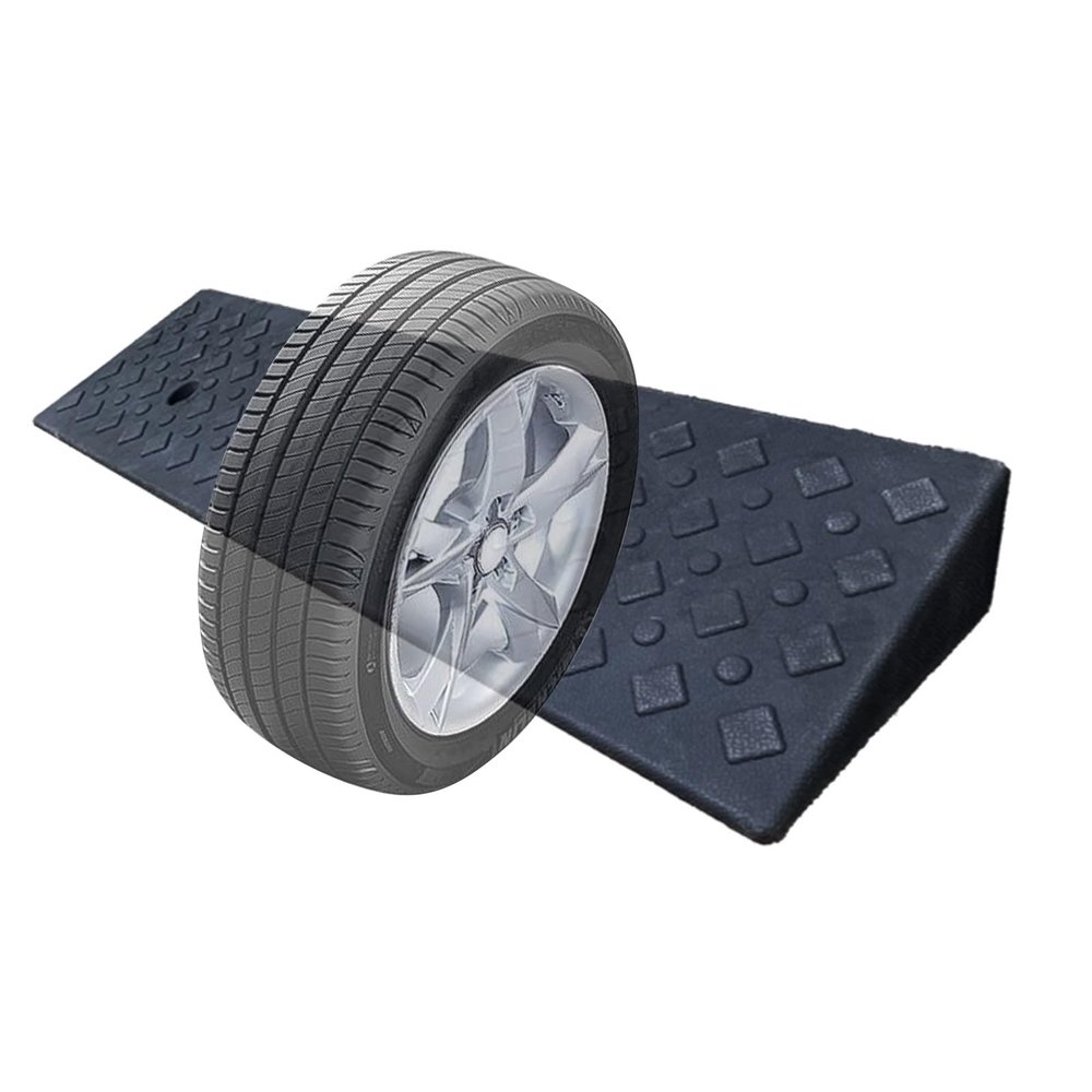 Rubber Curb Ramp, Driveway Loading Threshold Ramps Car Access, Load-Bearing Capacity 200 tons, Non-Slip Threshold for Truck and Car(100x25x3cm)