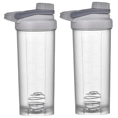 2Pcs Shaker Bottles for Protein Mixes, 700ml BPA & Phthalate-Free Shaker Bottle with Sturdy Screw Lid, Leakproof Cup for Protein Shakes & Pre Workout Powder Bottle