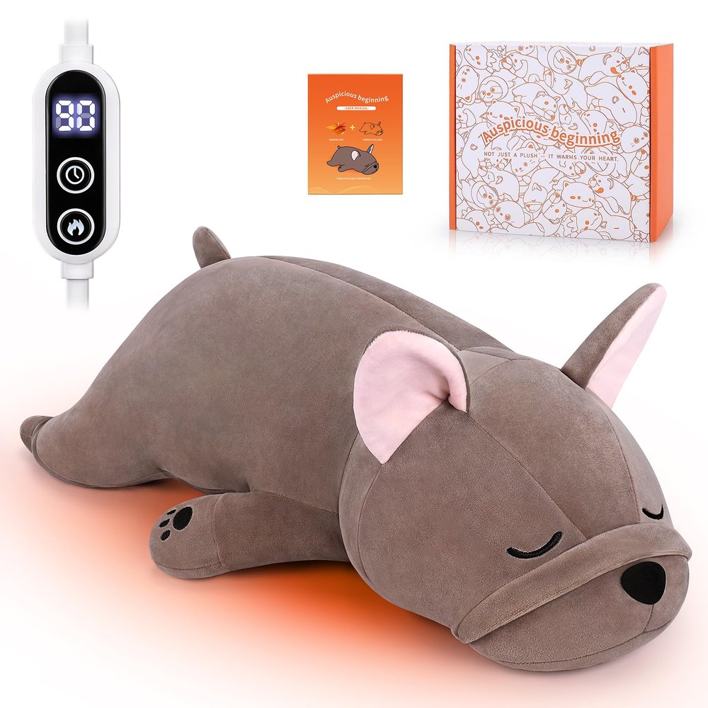 Electric Heating Pad for Period Cramps, Cuddly 14''French Bulldog Plush with a Hot Soft Belly USB Powered, Menstrual Heating Pad Neck Shoulder Pain Relief, Gift for Daughter Wife Period Heating Pad