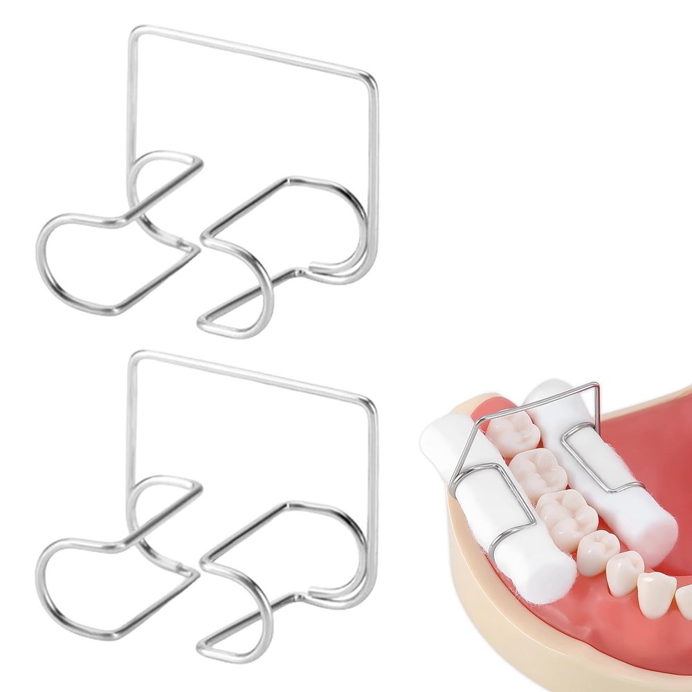 4-Pack Dental Cotton Roll Holder Clips, 1mm Autoclavable Stainless Steel, Steady Grip Dental Isolation Tools for Dentist Clinics & Labs