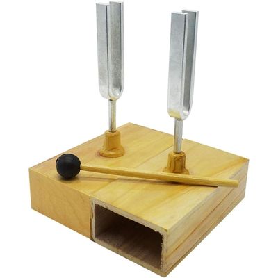 HLLZXYGK Resonant Tuning Fork Group Sound Propagation 440 Hz Resonance Tuning Fork with Wooden Resonant Box and Beater Resonance Tuning Fork Group Sound Propagation Vibration
