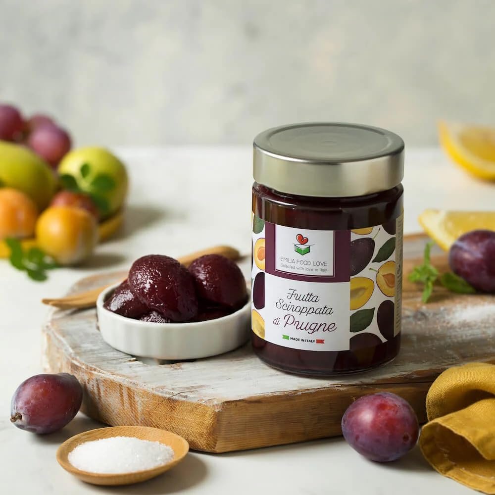 EMILIA FOOD LOVE | Sweet Preserved Plums - 0.7 lbs (320g) - Italian fruit