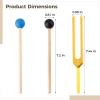 byepica 11-Pcs Aluminum Solfeggio Tuning Fork Set with Gold Forks, 2 Mallets, Pouch, 174Hz to 963Hz Frequency Range for Therapy & Healing view 2