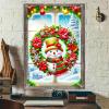 BlissYard Christmas Window Decorations 32x47 Inch Christmas Window Cover Festive Snowman Poinsettias Berries Whimsical Winter Window Art for Indoor Outdoor Holiday Decor Seasonal view 1