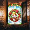BlissYard Christmas Window Decorations 32x47 Inch Christmas Window Cover Festive Snowman Poinsettias Berries Whimsical Winter Window Art for Indoor Outdoor Holiday Decor Seasonal view 2