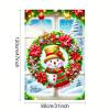 BlissYard Christmas Window Decorations 32x47 Inch Christmas Window Cover Festive Snowman Poinsettias Berries Whimsical Winter Window Art for Indoor Outdoor Holiday Decor Seasonal view 3
