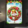 BlissYard Christmas Window Decorations 32x47 Inch Christmas Window Cover Festive Snowman Poinsettias Berries Whimsical Winter Window Art for Indoor Outdoor Holiday Decor Seasonal view 4