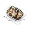 Dog Family Pill Box with Mirror 2 Compartment Decorative Pill Case for Purse or Pocket Small Square Pill Organizer Weekly Metal Medicine Tablet Vitamin Holder Travel Gift view 4