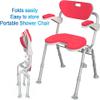 Handicap Shower Seats Foldable Shower Chair,Portable Bath Seat with Durable Aluminum Legs Adjustable with Backrest Bathroom Aid Bathroom Supplies Non-Slip Bathr view 3