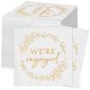 Kosiz 100 Pack We're Engaged Napkins Gift 3 Ply Disposable Paper Engagement Cocktail Napkins for Wedding Party Beverage Dinners Cake Tableware Decorations, 4.5 x 4.5 Inch view 1