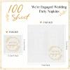 Kosiz 100 Pack We're Engaged Napkins Gift 3 Ply Disposable Paper Engagement Cocktail Napkins for Wedding Party Beverage Dinners Cake Tableware Decorations, 4.5 x 4.5 Inch view 2