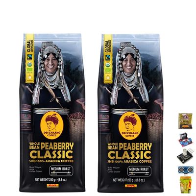 Doi Chaang Whole Bean Peaberry Classic Coffee Healthy Vegan Snack Arabica Roasted Snack Delicious Mellow Intense 250 Grams Set 2 By Beautygoodshop [Get Free For You Beauty Gifts]