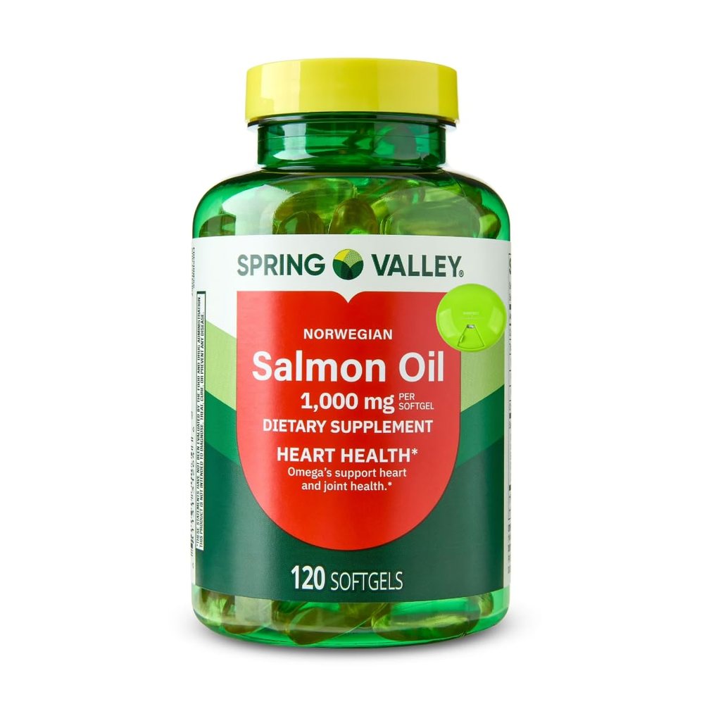 SUREFECT Spring Valley Norwegian Salmon Oil 1000mg - 120 Softgels - Omega-3 EPA & DHA - Heart & Brain Support Organizer.