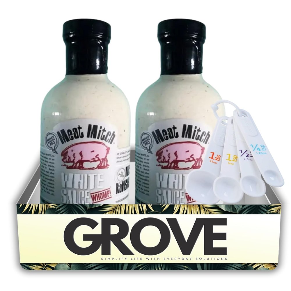 2x Meat Mitch White WHOMP BBQ Sauce 16.6 oz Bundle with Measuring Spoon Creamy Horseradish-Style Sauce with Cayenne, Lemon, and Brown Sugar Flavor Gift Set (2 Items)