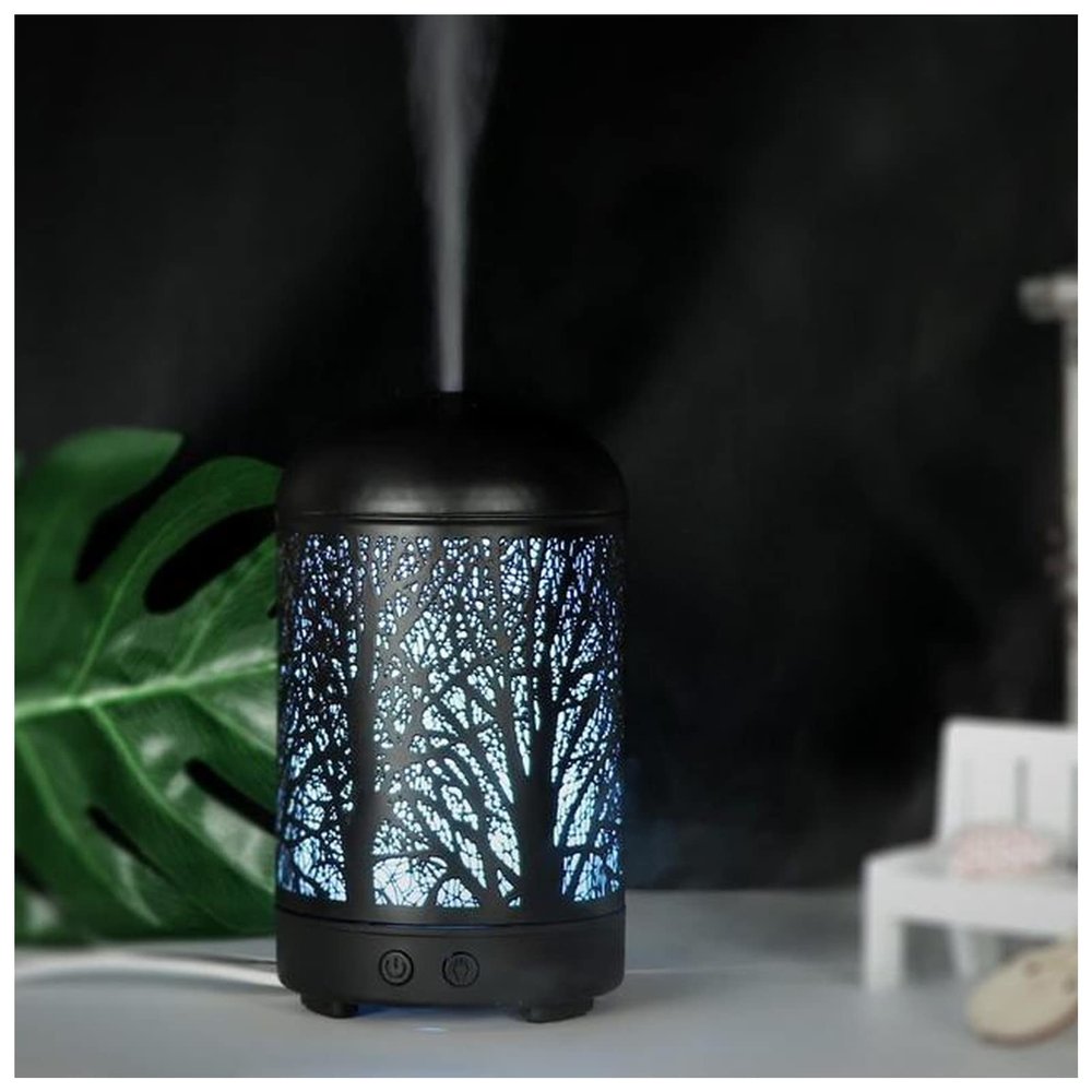 100ml Ultrasonic Air Humidifier Forest Deer Aroma Essential Oil Diffuser Hallow Metal 7 Color LED Aromatherapy Humidificador(Forest,EU)
