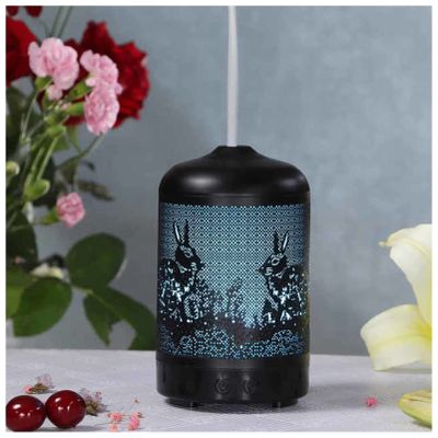 100ml Ultrasonic Air Humidifier Forest Deer Aroma Essential Oil Diffuser Hallow Metal 7 Color LED Aromatherapy Humidificador(Bunny,AU)