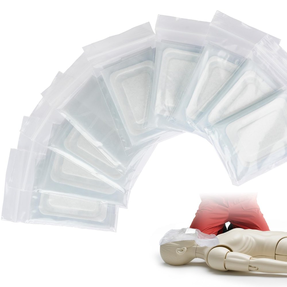 200 Pack CPR Training Shields -Individually Wrapped Protectors for Manikin Safety