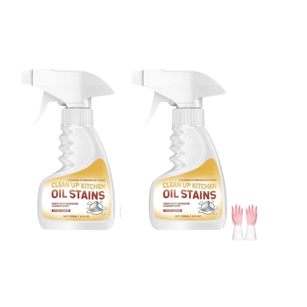 Kitchen Heavy Duty Cleaner Spray, No-Rinse Multipurpose Multi-purpose Heavy Oil Cleaner, Clean for Appliances Countertops Range Hoods, Cookware (2 Pcs)