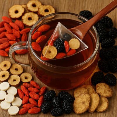 10bags Turmeric Kidney Tea Formula Ginseng Eight Treasures, Ginseng & Mulberry Herbal Tea, Panax & Mulberry Herbal, for Men & Women (10bags)
