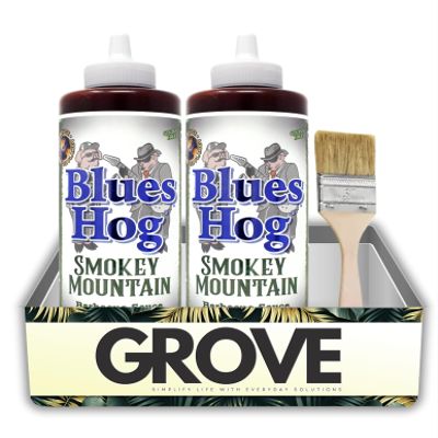 2x Blues Hog BBQ Sauce Smokey Mountain 24 oz Bundle with Flat Chip Brush Hickory-Smoked Basting and Finishing Sauce for Meats and Sides Gift Set (3 Items)