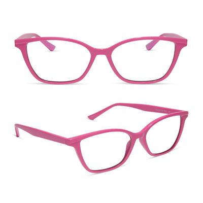 DIFF Leah Reading Glasses for Women | Lightweight Oversized Readers | 2.0 Magnification Blue Light Blocking Lens | Bubblegum Pink