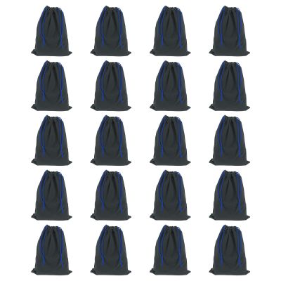 HARFINGTON 20pcs Flocked Cloth Drawstring Bag 5.1 x 7.1 Inch Jewelry Flocked Pouches Gift Bags for Wedding Party Favor Candy Jewelry Packaging Organizing Storage, Navy