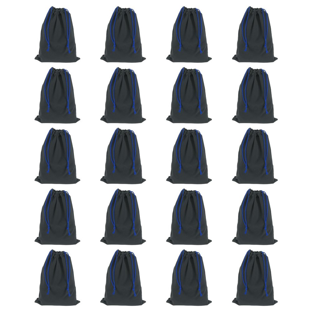 HARFINGTON 20pcs Flocked Cloth Drawstring Bag 5.1 x 7.1 Inch Jewelry Flocked Pouches Gift Bags for Wedding Party Favor Candy Jewelry Packaging Organizing Storage, Navy