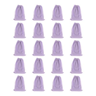 HARFINGTON 20pcs Flocked Cloth Drawstring Bag 5.1 x 7.1 Inch Jewelry Flocked Pouches Gift Bags for Wedding Party Favor Candy Jewelry Packaging Organizing Storage, Light Purple