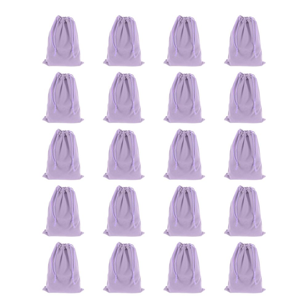 HARFINGTON 20pcs Flocked Cloth Drawstring Bag 5.1 x 7.1 Inch Jewelry Flocked Pouches Gift Bags for Wedding Party Favor Candy Jewelry Packaging Organizing Storage, Light Purple