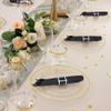 Dlebay 50 Pack Pre Rolled Black Plastic Silverware Set with Napkins view 4