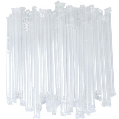 100 PCS Clear Straws Jumbo Smoothie Straws, Boba Straws, Disposable Plastic Milkshake Straws, Wide-Mouth, Individually Wrapped, Sharp Pointed Tip (0.51" Wide X 8.27" Long)