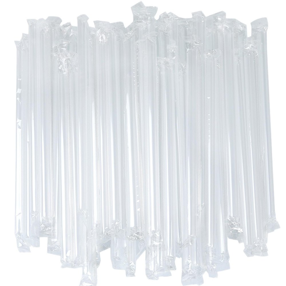 100 PCS Clear Straws Jumbo Smoothie Straws, Boba Straws, Disposable Plastic Milkshake Straws, Wide-Mouth, Individually Wrapped, Sharp Pointed Tip (0.51" Wide X 8.27" Long)