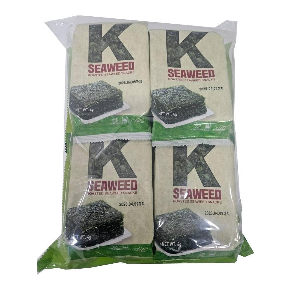 K-Seaweed (Roasted Seaweed Snacks) 4g Made from Gyeongbuk, Korea (8ea X 16packs)