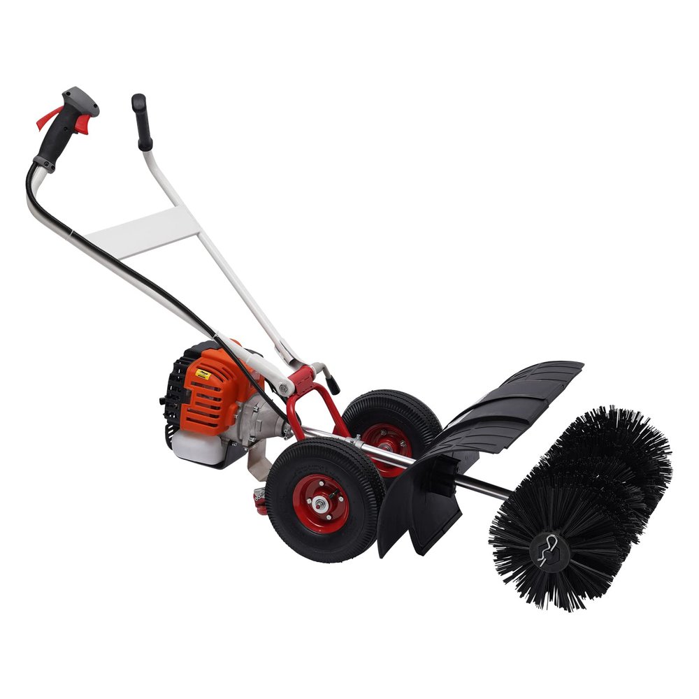 Gas Power Broom, 52Cc 2.5Hp 2-Stroke Artificial Grass Brush Sweeper Outdoor Hand Held Snow Sweeper with Nylon Brush Head for Artificial Turf Grass Gravel, Snow Cleaning, Road, Heavy Duty