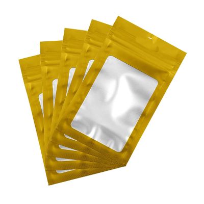 100 Count Holographic Mylar Bags With Clear Window Resealable Food-Grade Storage Pouch with Front View Window Keeps Cookies, Snacks, and Jewelry Fresh & Secure (2.36 x 3.94 Inches)
