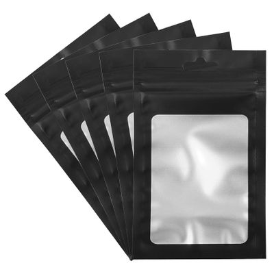 100 Count Holographic Mylar Bags With Clear Window Resealable Food-Grade Storage Pouch with Front View Window Keeps Cookies, Snacks, and Jewelry Fresh & Secure (2.95 x 4.72 Inches)