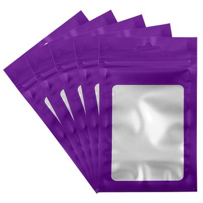 100 Count Holographic Mylar Bags With Clear Window Resealable Food-Grade Storage Pouch with Front View Window Keeps Cookies, Snacks, and Jewelry Fresh & Secure (2.95 x 4.72 Inches)