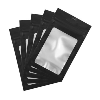 100 Count Holographic Mylar Bags With Clear Window Resealable Food-Grade Storage Pouch with Front View Window Keeps Cookies, Snacks, and Jewelry Fresh & Secure (2.36 x 3.94 Inches)