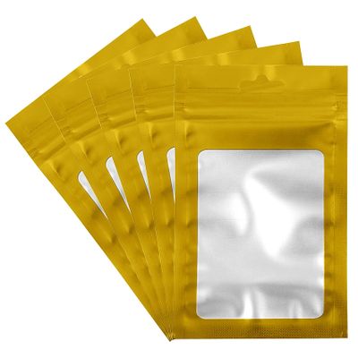 100 Count Holographic Mylar Bags With Clear Window Resealable Food-Grade Storage Pouch with Front View Window Keeps Cookies, Snacks, and Jewelry Fresh & Secure (2.95 x 4.72 Inches)
